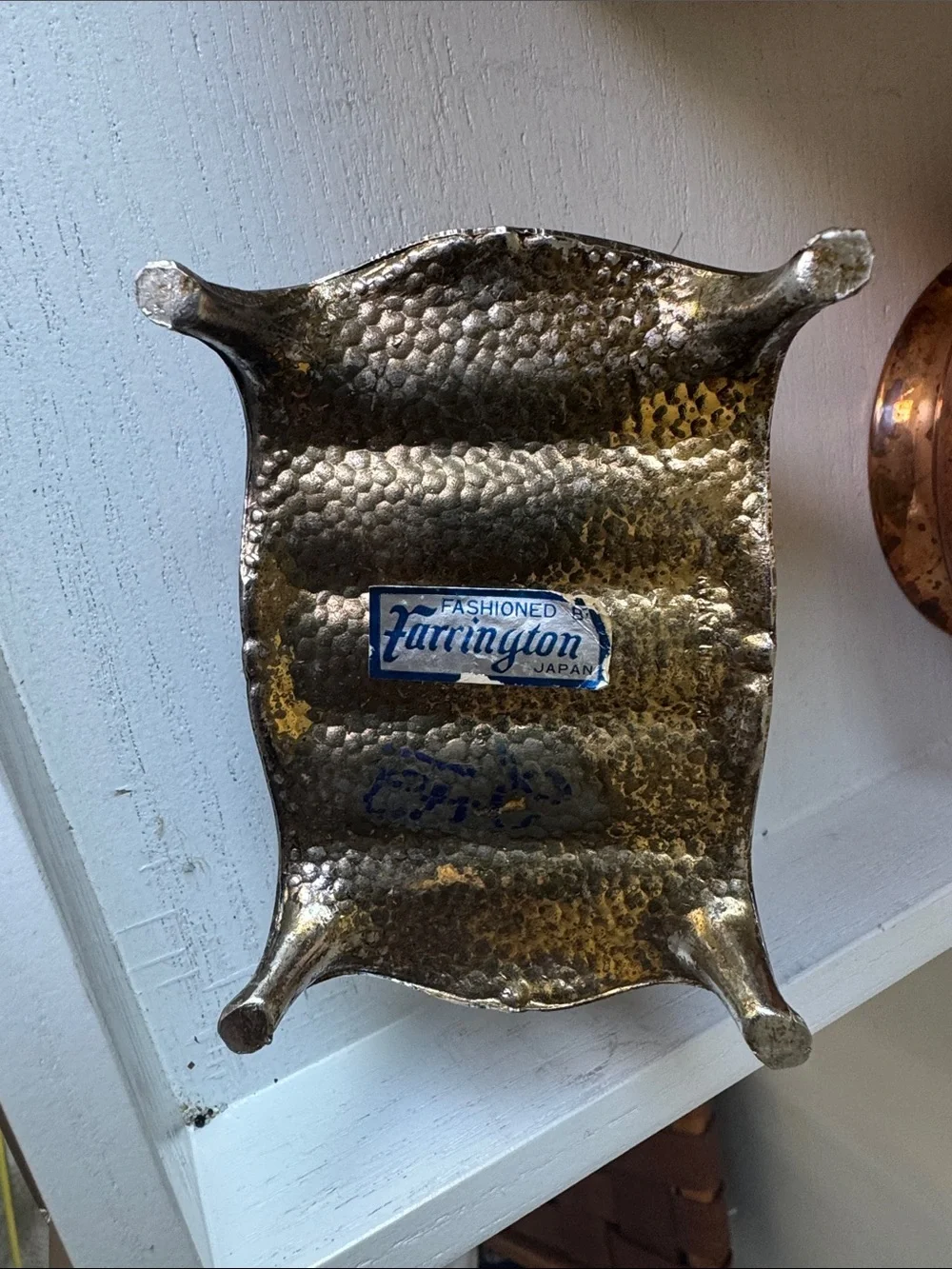 Farrington mid-century footed metal jewelry box.